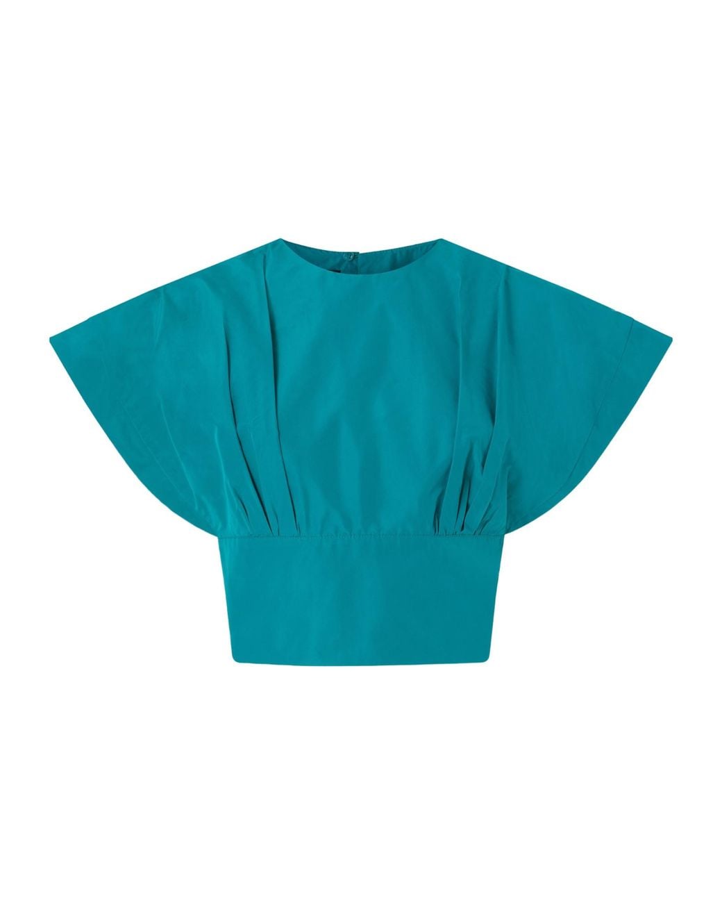 Pinko Blue Asparago Cropped Taffeta Top