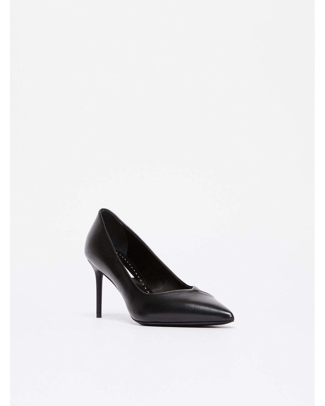 Max Mara Black Nappa Leather Court Shoes