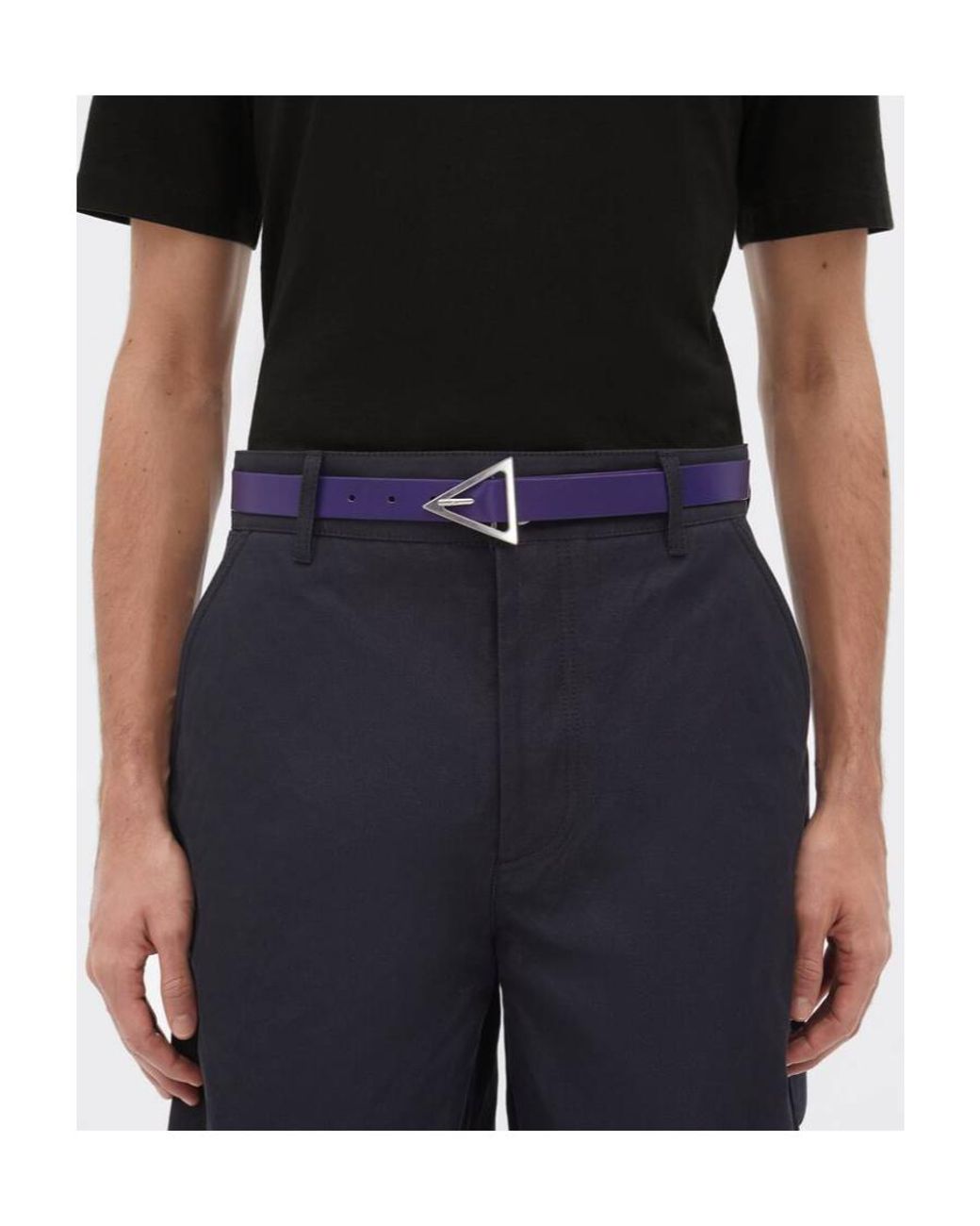 Bottega Veneta Blue Triangle-Buckle Leather Belt for men