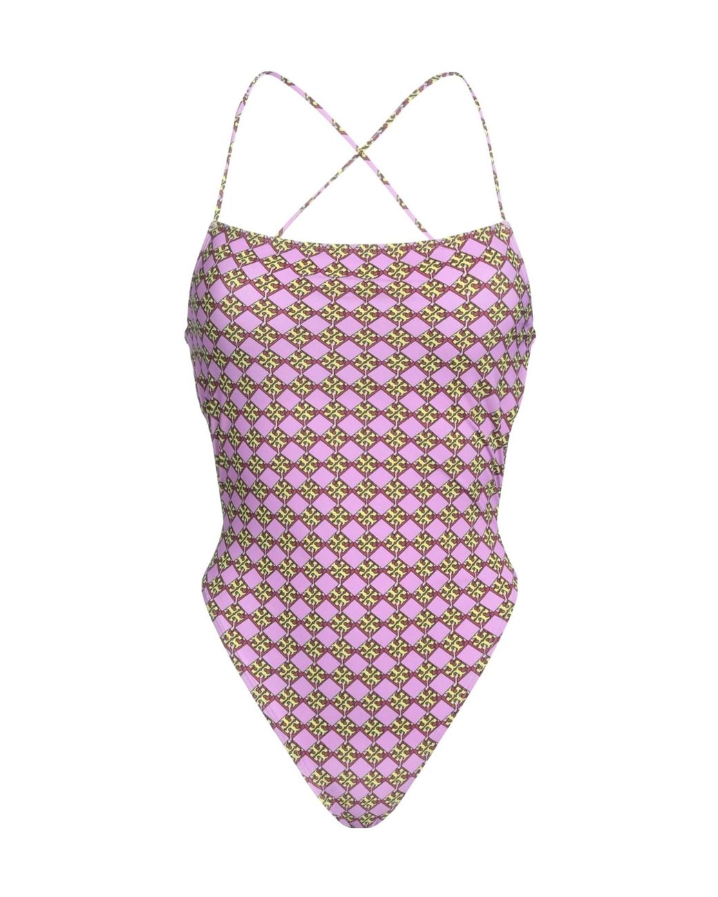 Tory Burch Red Logo-Print One-Piece Swimsuits