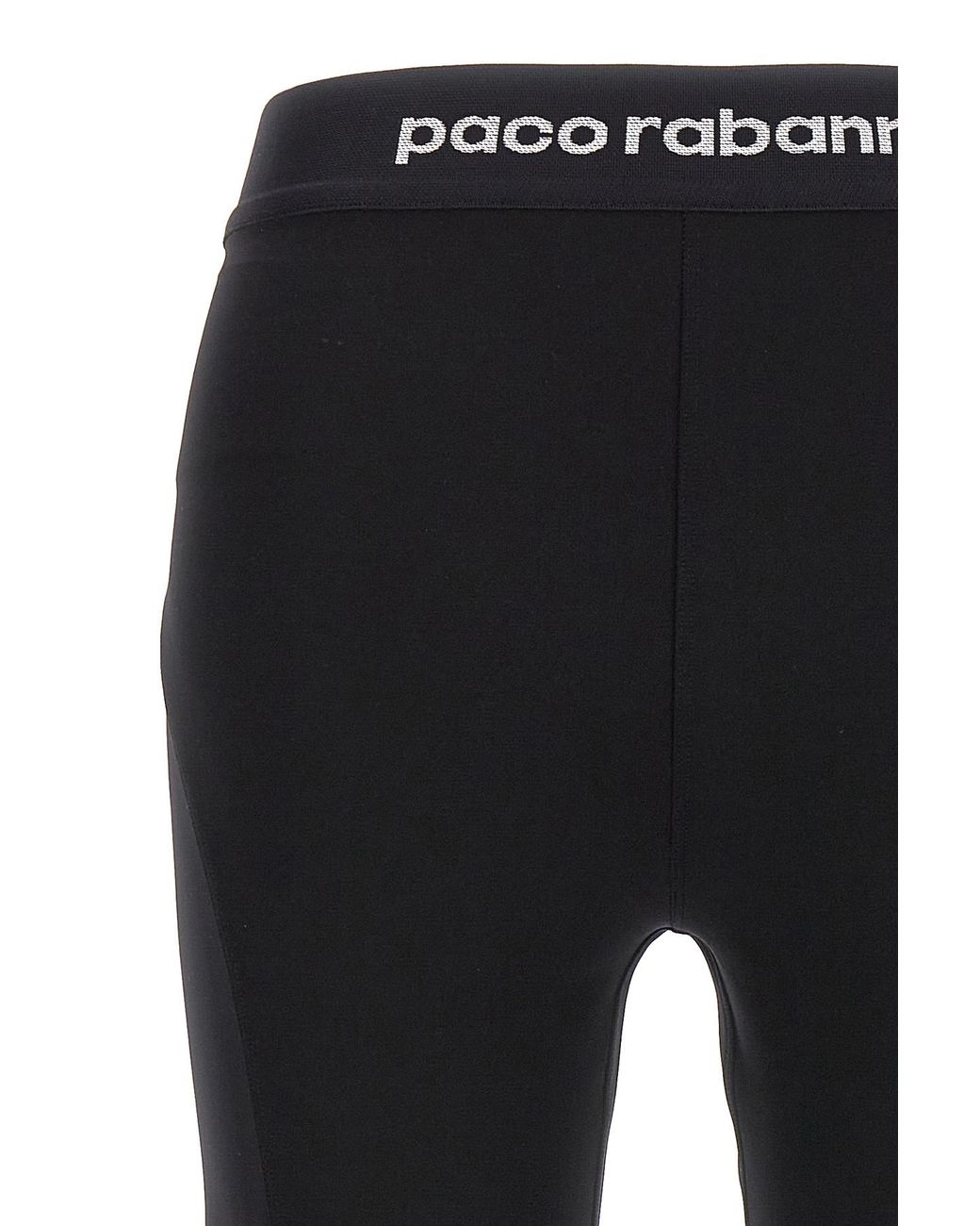 Rabanne Black Logo Detailed High Waisted Leggings