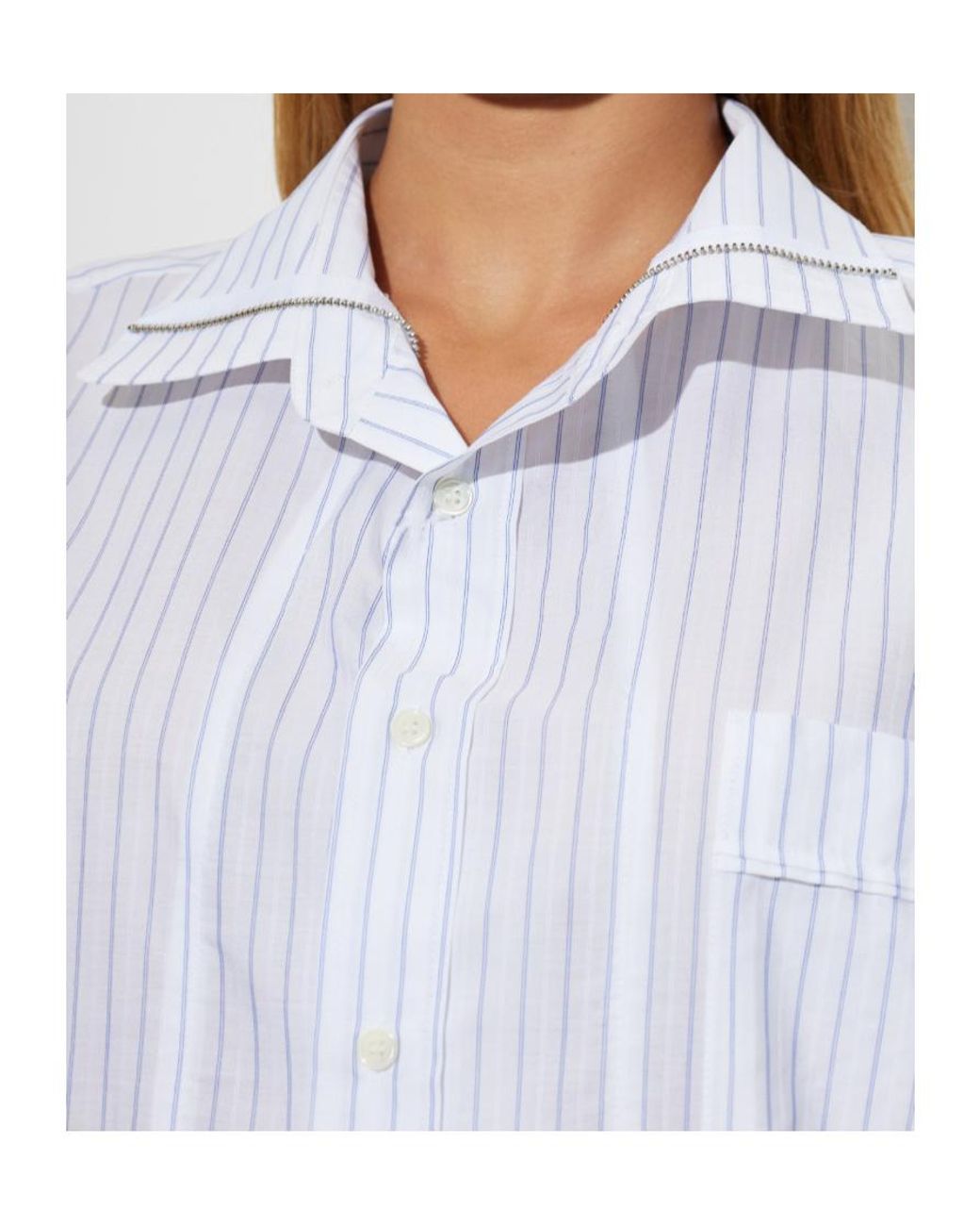 MM6 by Maison Margiela White Oversized Striped Shirt