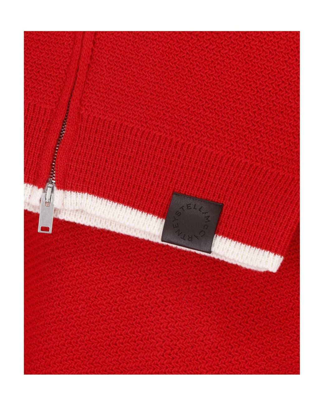 Stella McCartney Red High-Neck Zipped Knitted Jacket