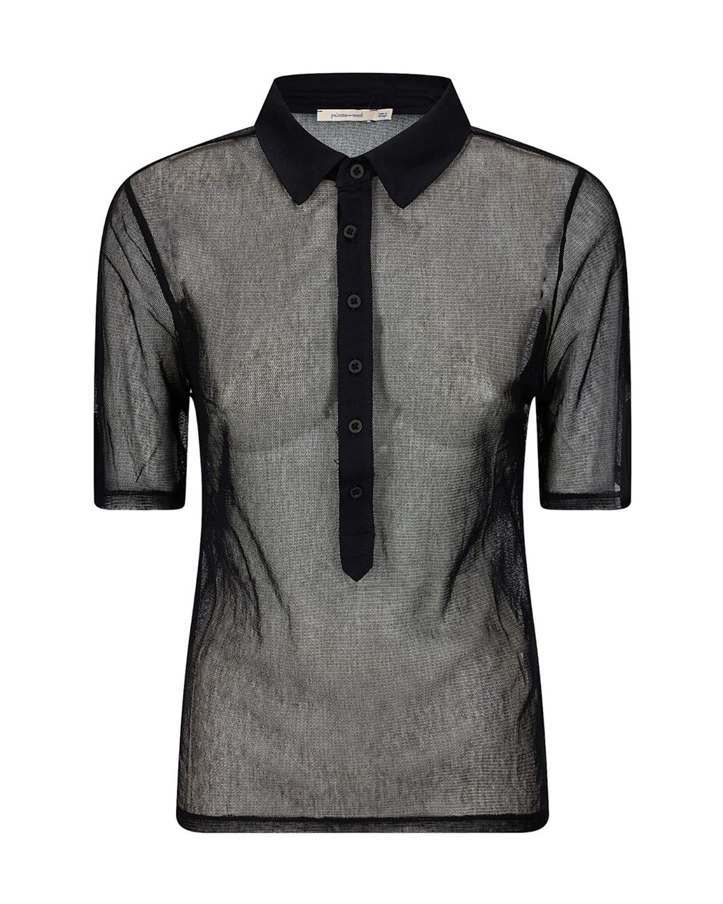Paloma Wool Black Sile Sheer Polo Top