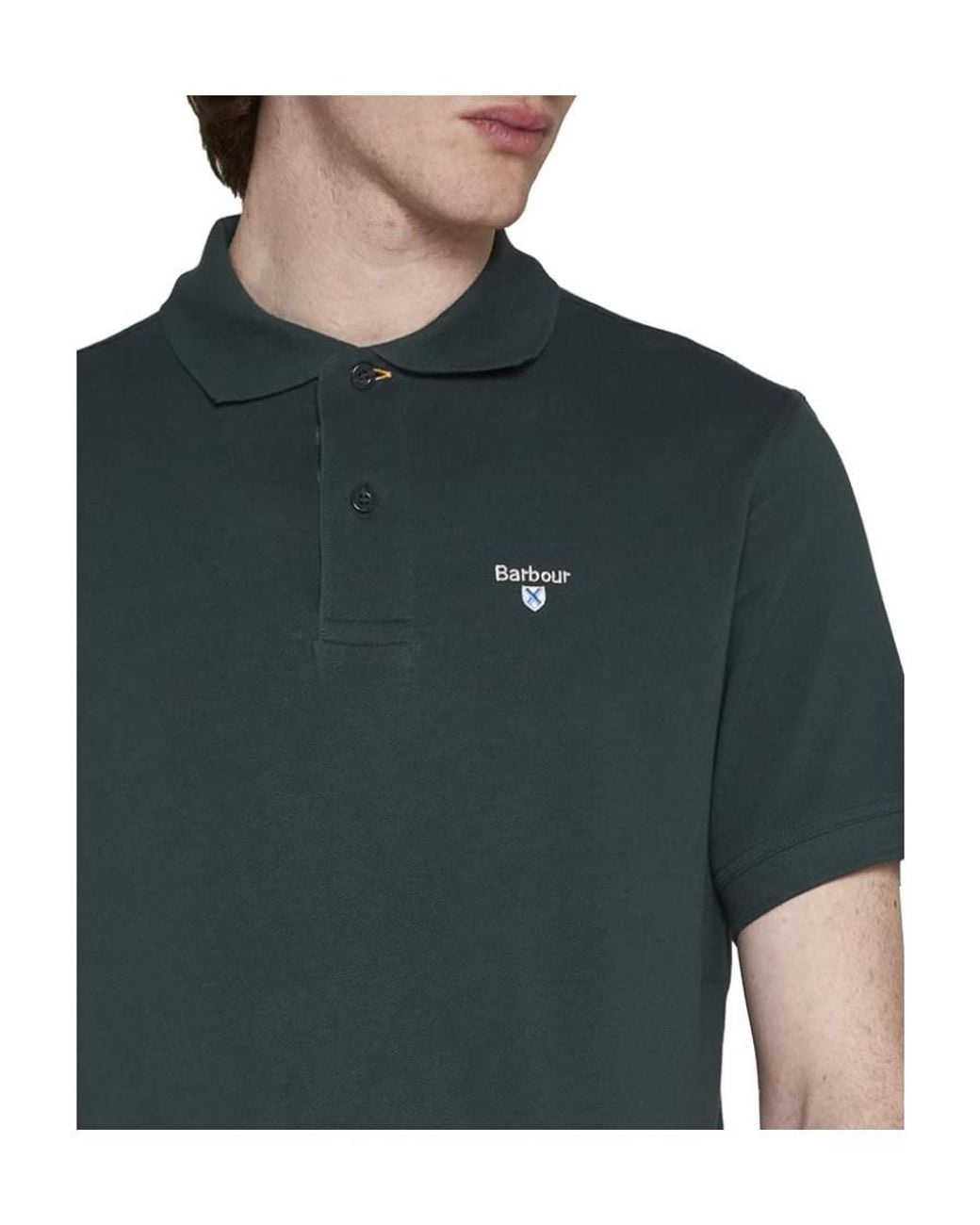 Barbour Green Logo Embroidered Short-Sleeved Polo Shirt for men