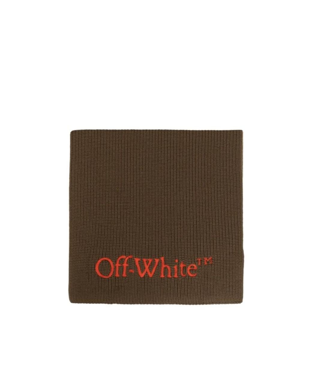 Off-White c/o Virgil Abloh Brown Bookish Logo Embroidered Scarf for men