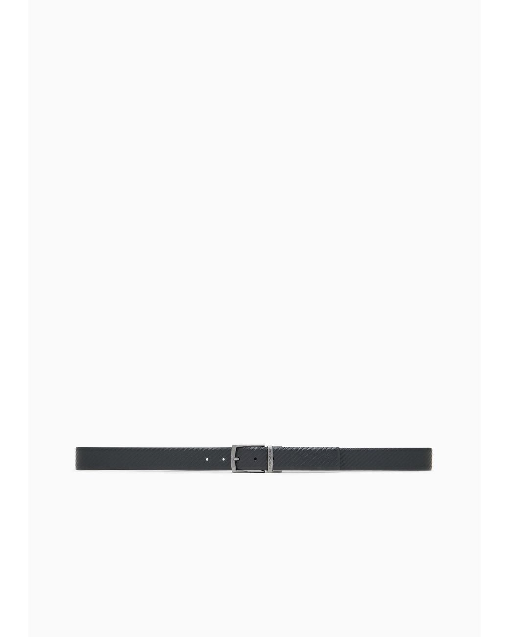 Emporio Armani White Embossed Buckle Belt for men