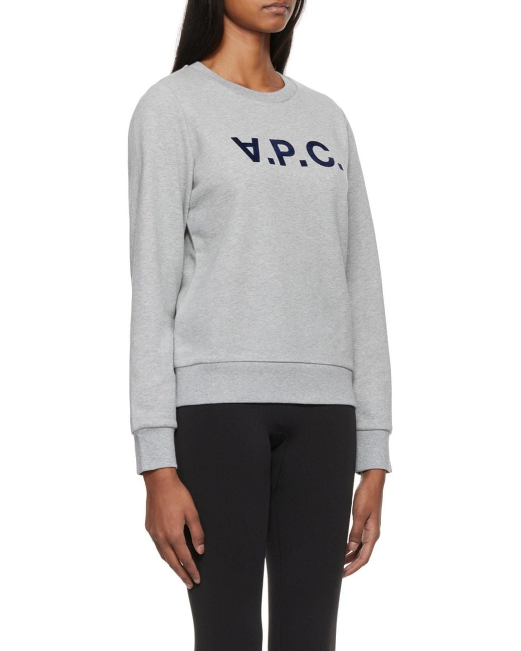 A.P.C. Gray Flocked Logo Crewneck Sweatshirt