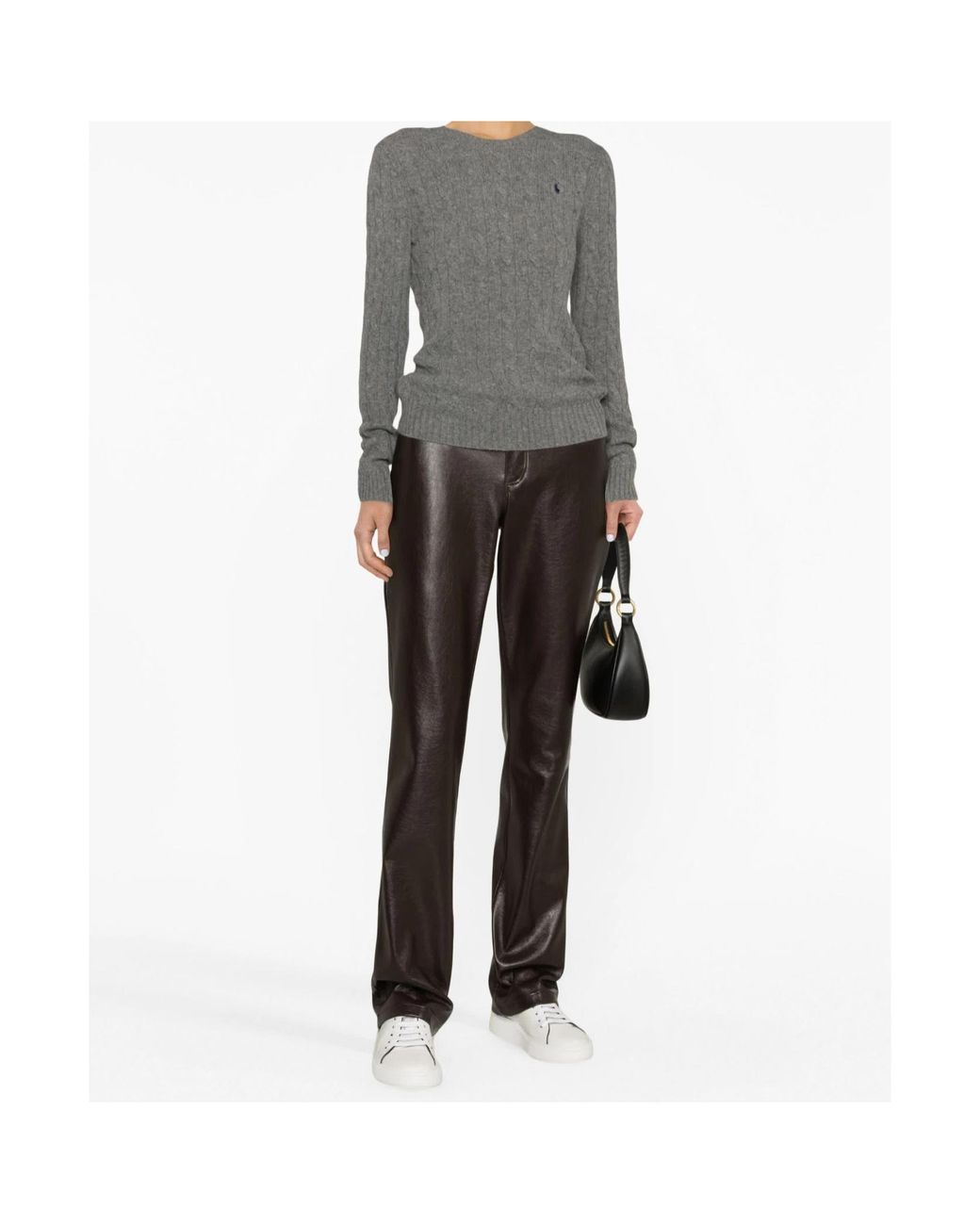 Polo Ralph Lauren Gray Pony Embroidered Cable-Knit Jumper