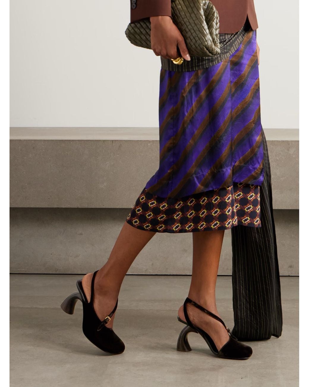 Dries Van Noten Black Velvet Slingback Pumps