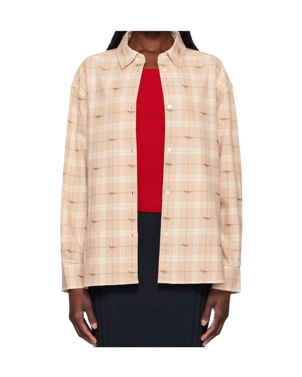 Maison Kitsuné Natural Maison Kitsuné Light Checked Overshirt