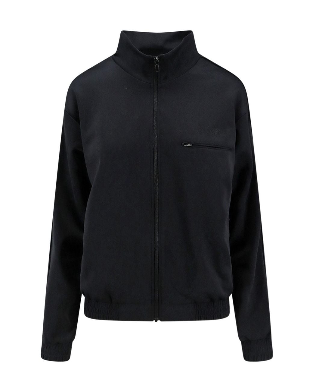 MM6 by Maison Margiela Black Logo Embroidered High-Neck Sweatshirt