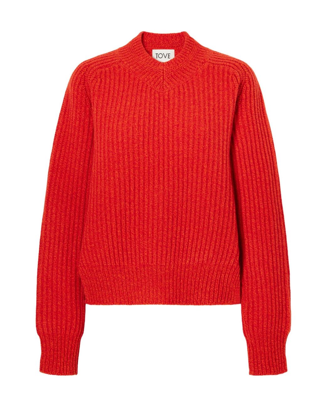 TOVE Red Ribbed-Knit Wool Sweater