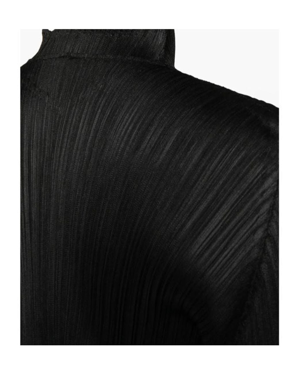 Pleats Please Issey Miyake Black Long-Sleeve Open-Front Knit Cardigan