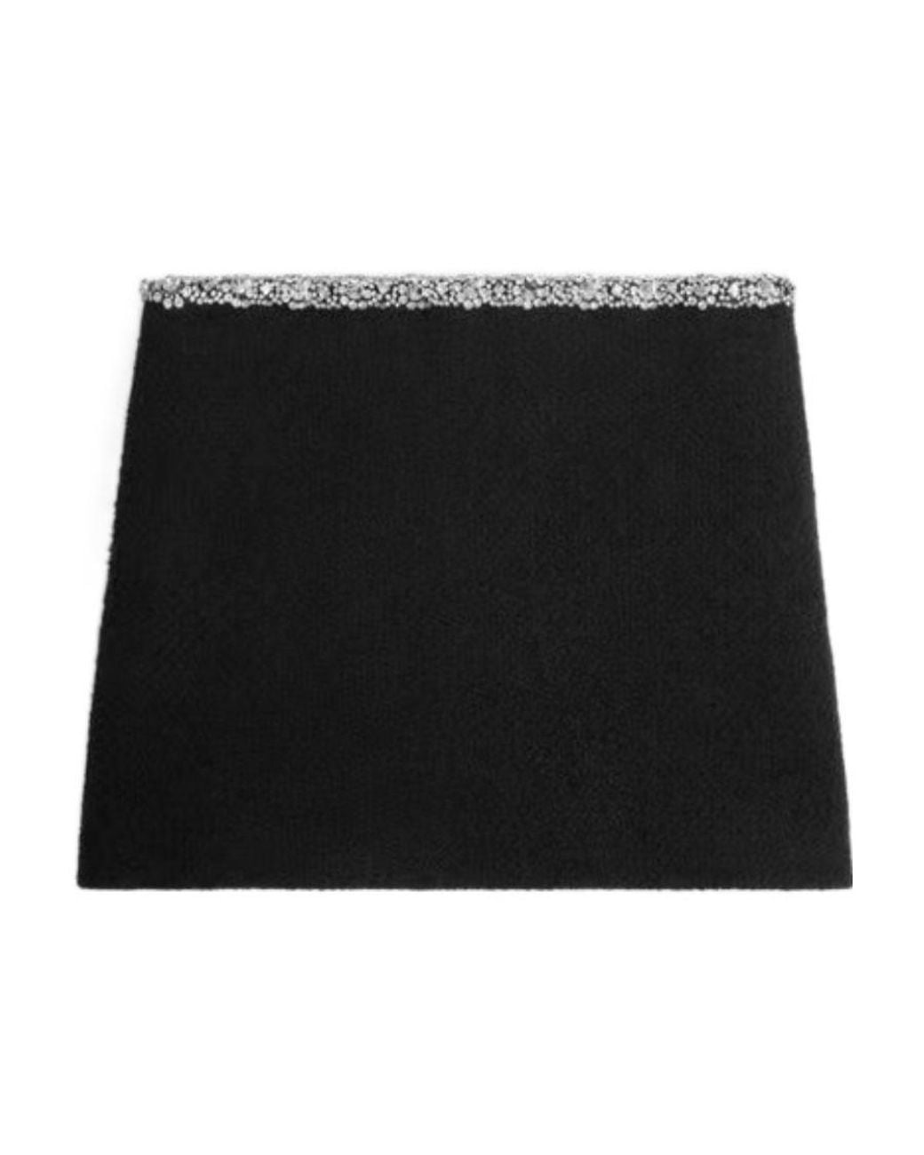 Céline Black Mini Skirt With Embroidered Galloon