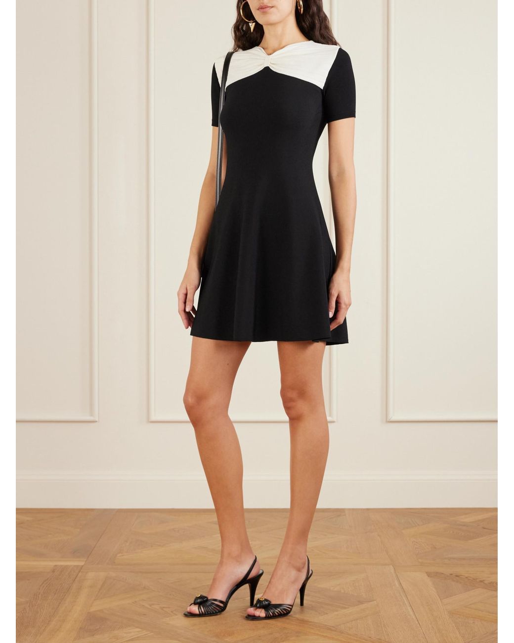 Valentino Black Bow Detailed Short-Sleeved Mini Dress