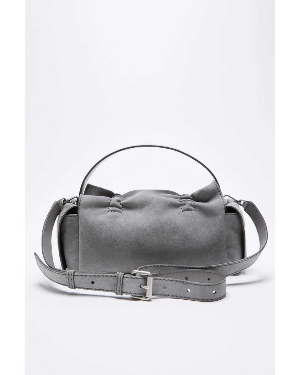Acne Gray Multipocket Suede Shoulder Bag