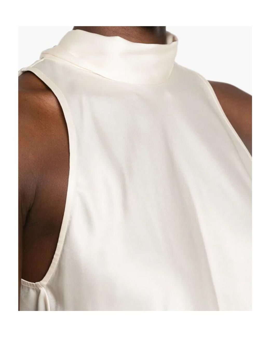 Brunello Cucinelli White Asymmetric Halterneck Top