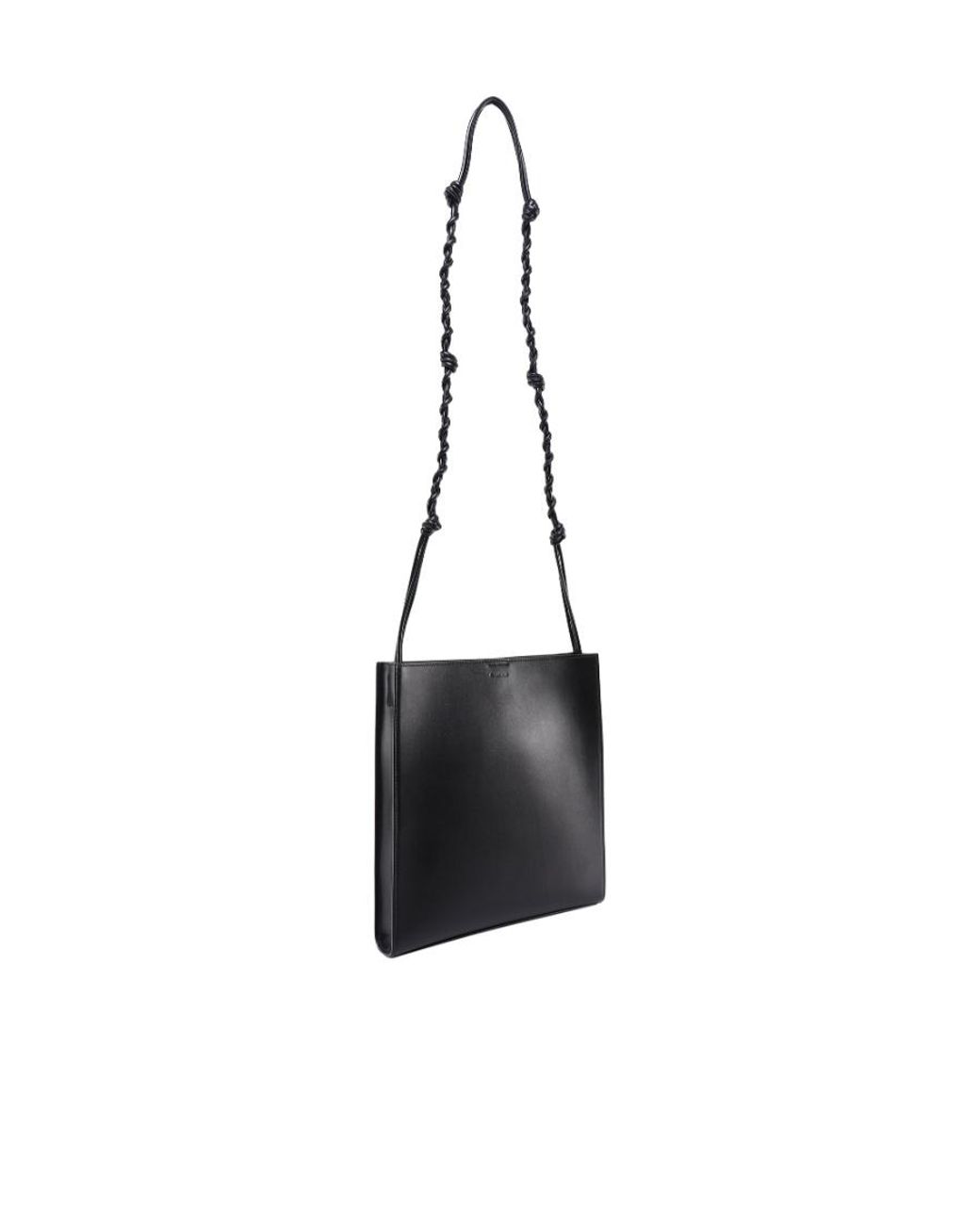 Jil Sander Black Logo Embossed Braided Strapped Shoulder Bag for men