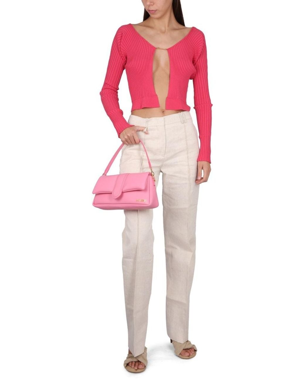 Jacquemus Pink Logo Plaque Long-Sleeved Cardigan