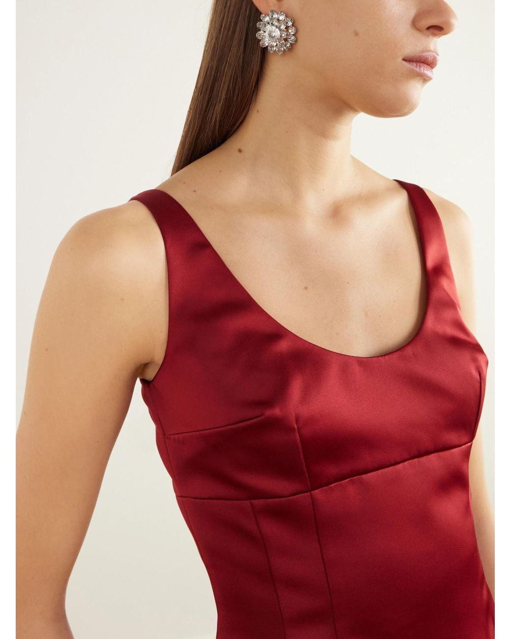 Emilia Wickstead Red Darted Duchess-Satin Mini Dress