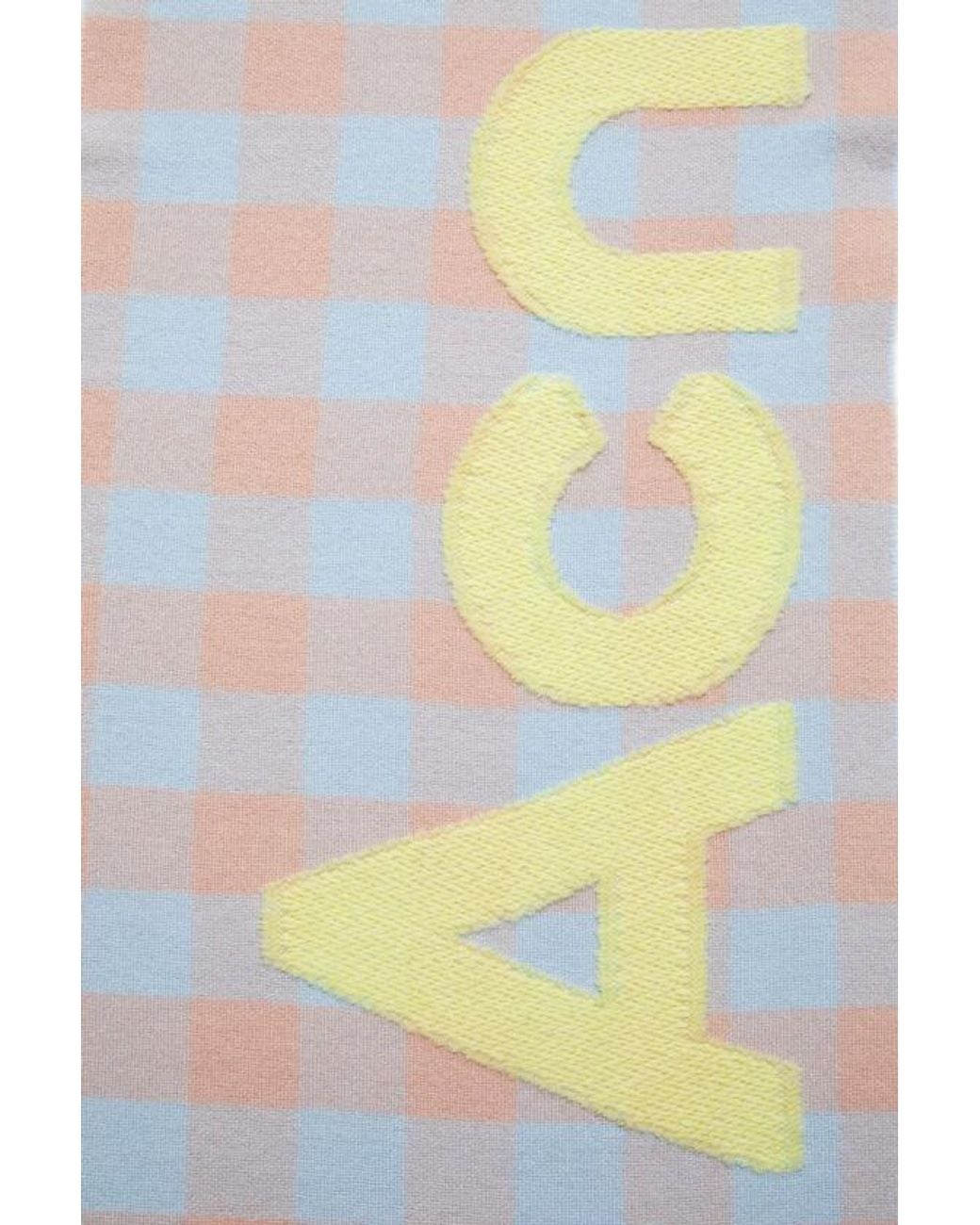 Acne White Checkered Logo Detailed Scarf for men