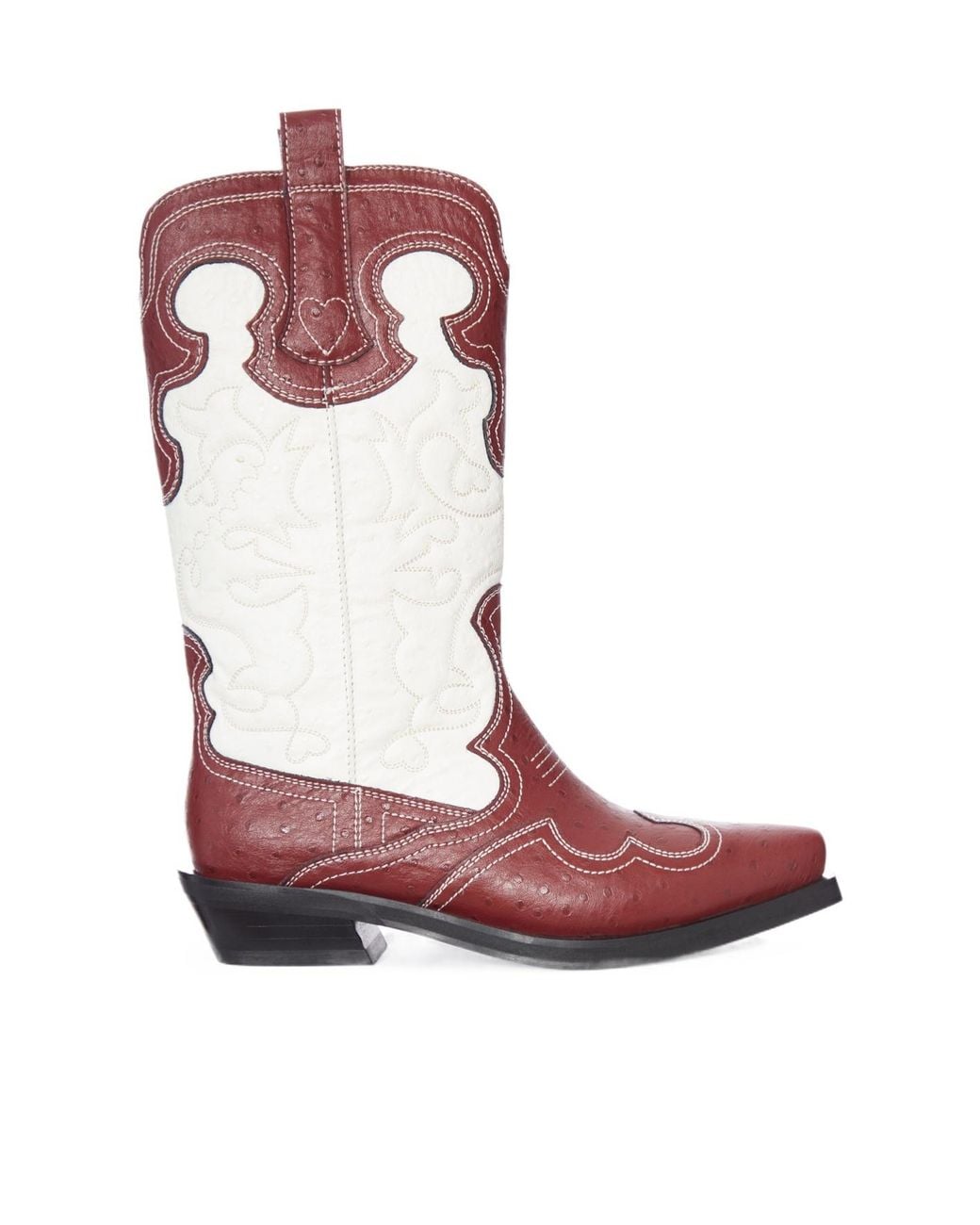Ganni Embroidered Two-Tone Boots