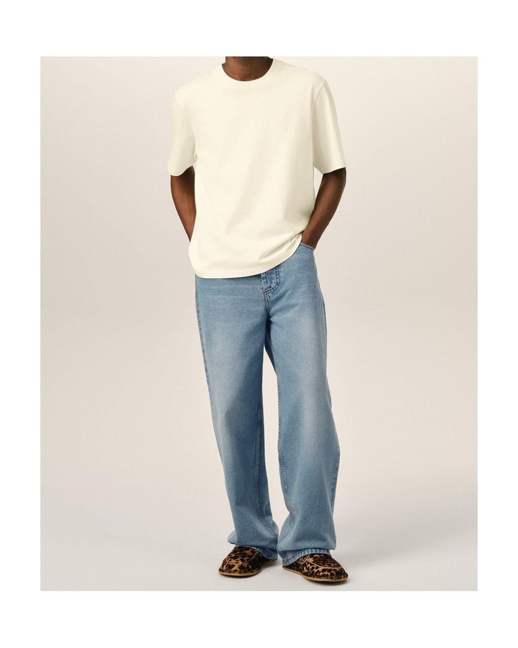 AMI Blue Ami Wide-Leg Jeans for men