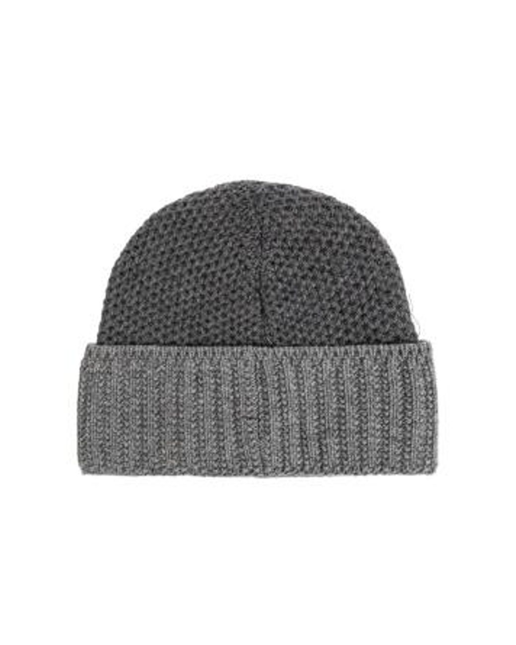 Moschino Gray Logo Patch Knitted Hat for men