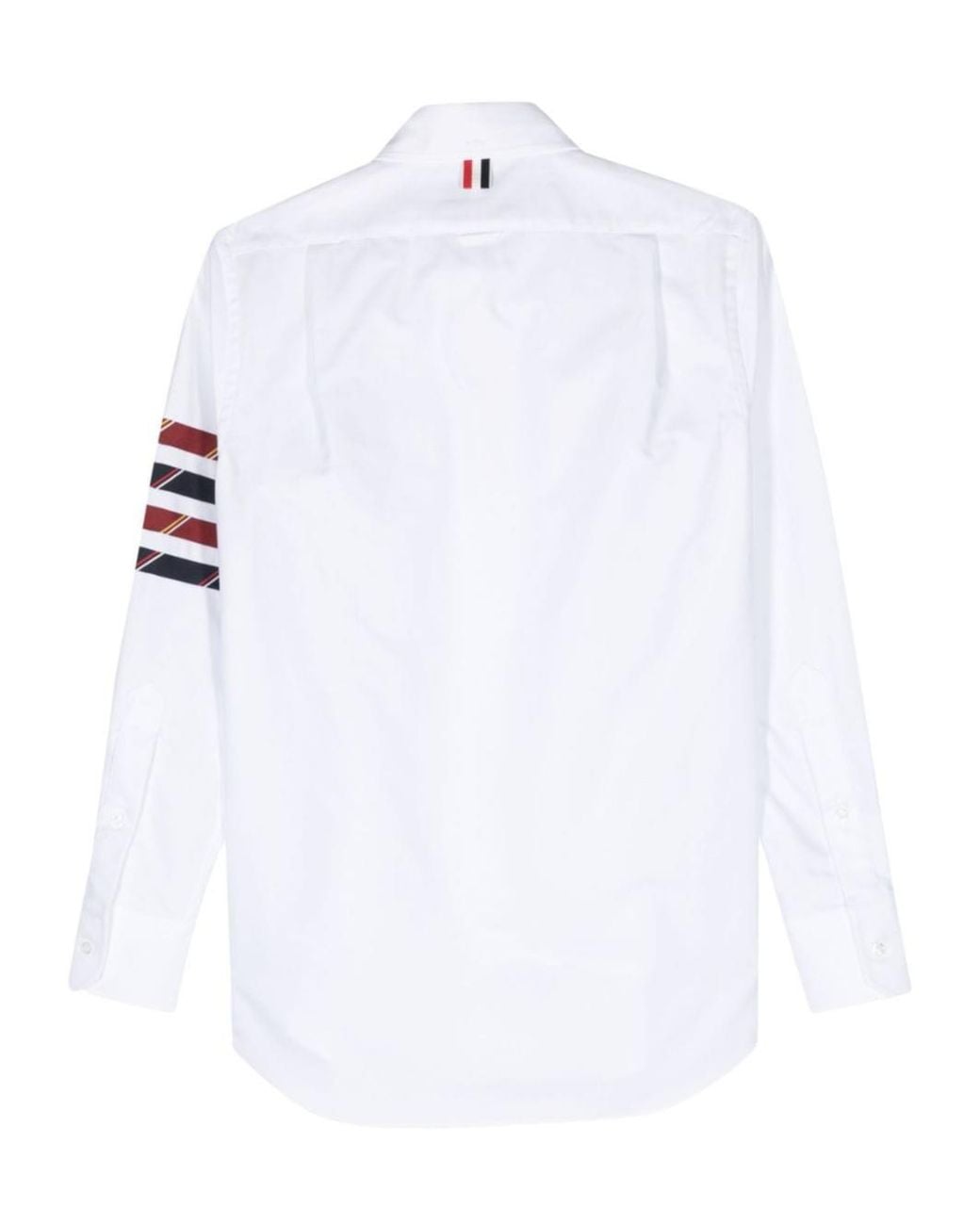 Thom Browne White Stripe Detailed Long-Sleeved Shirt for men