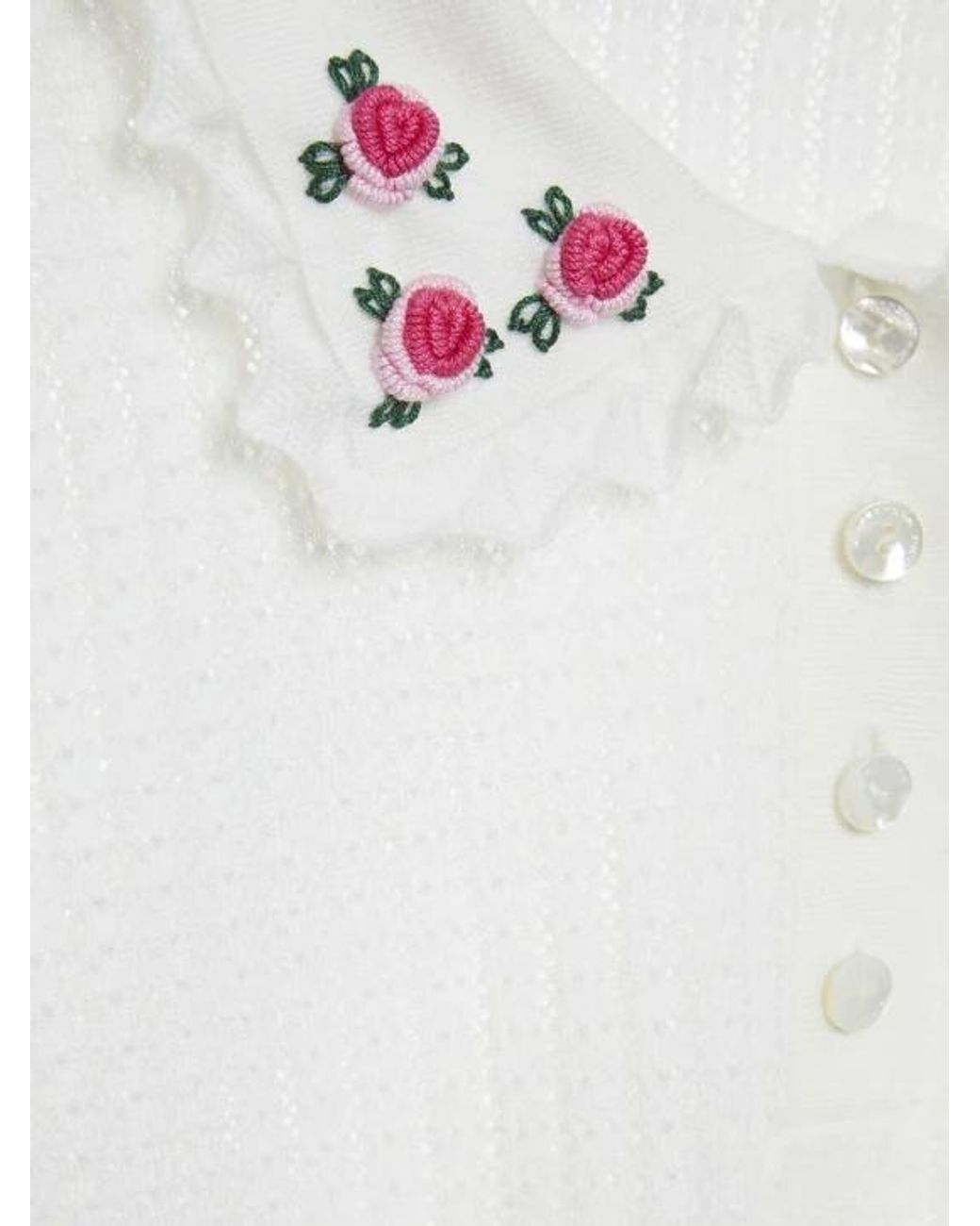 Alessandra Rich White Embroidery Knitted Polo Shirt