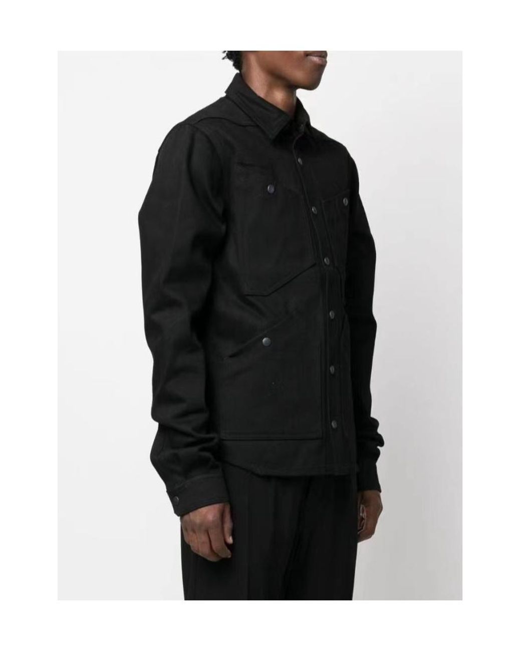 Rick Owens Black Patch Pocket Cotton Shirt Jacket for men
