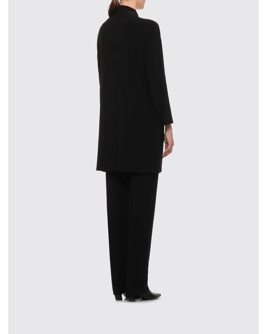 Norma Kamali Black Collared Long-Line Cardigan