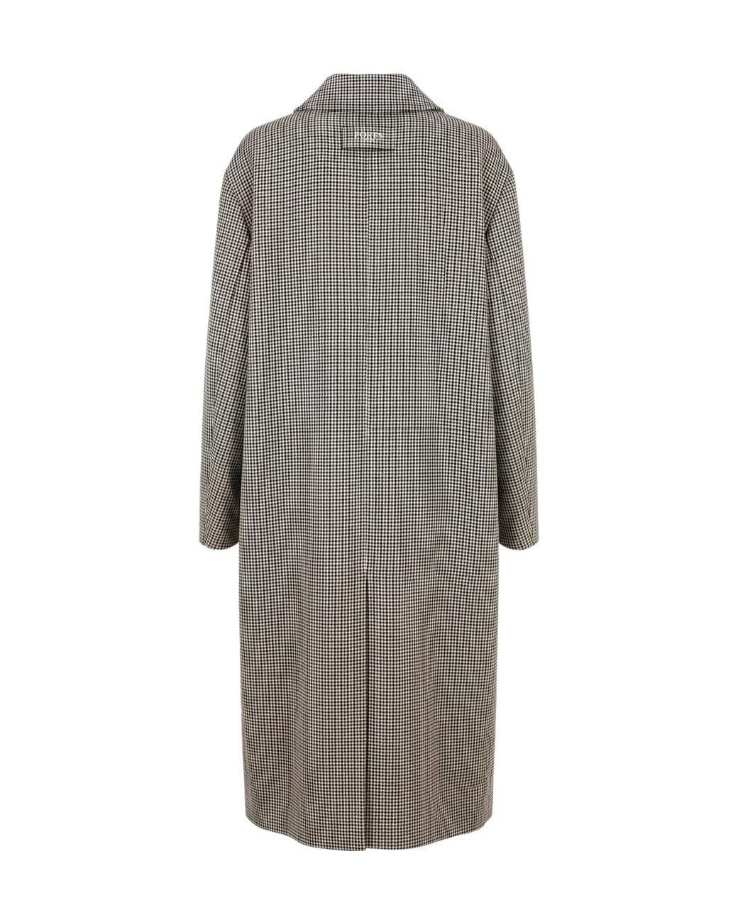 Ports 1961 Gray Houndstooth-Pattern Double-Breasted Coat