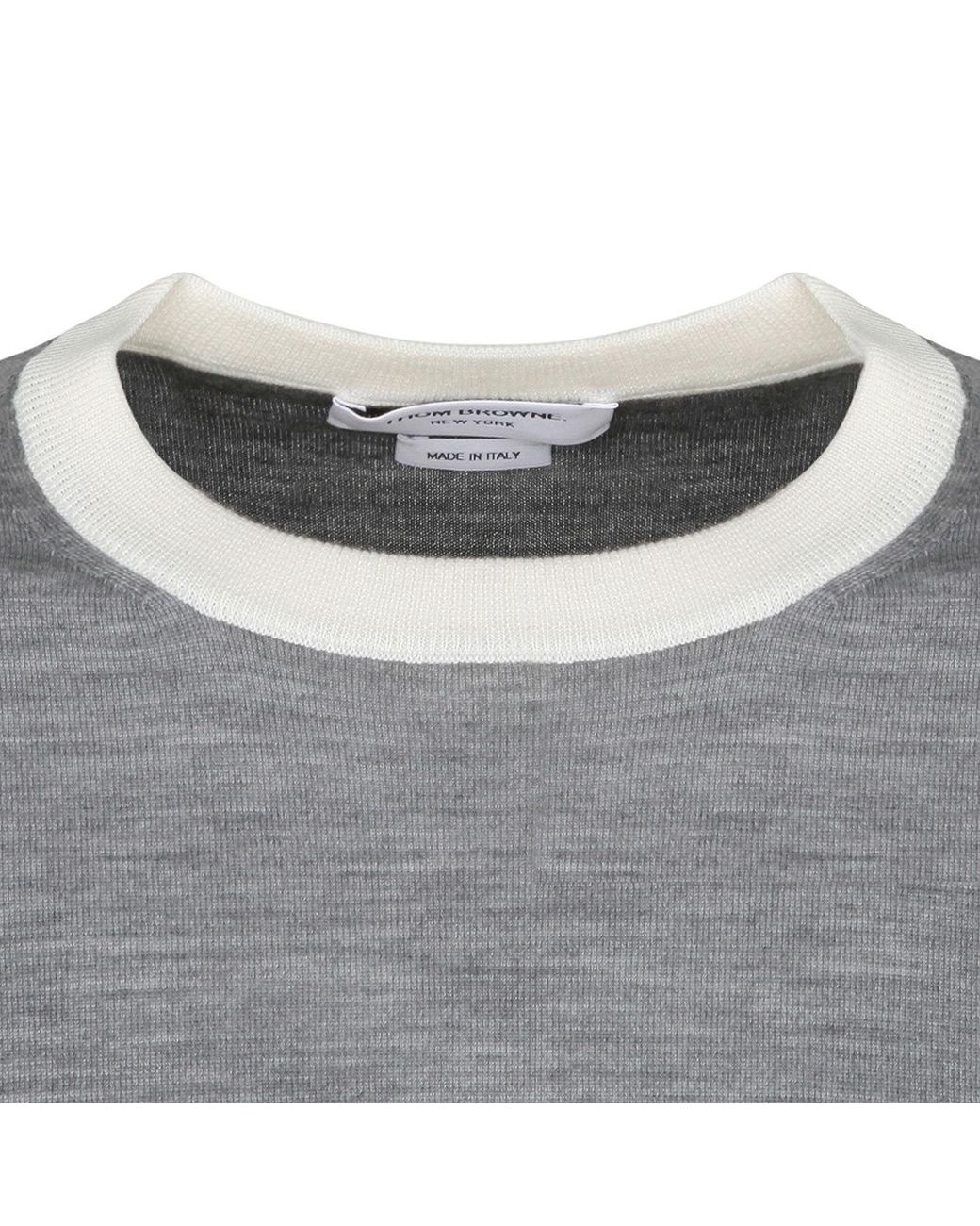 Thom Browne Gray Rwb Striped Knitted Crewneck Jumper