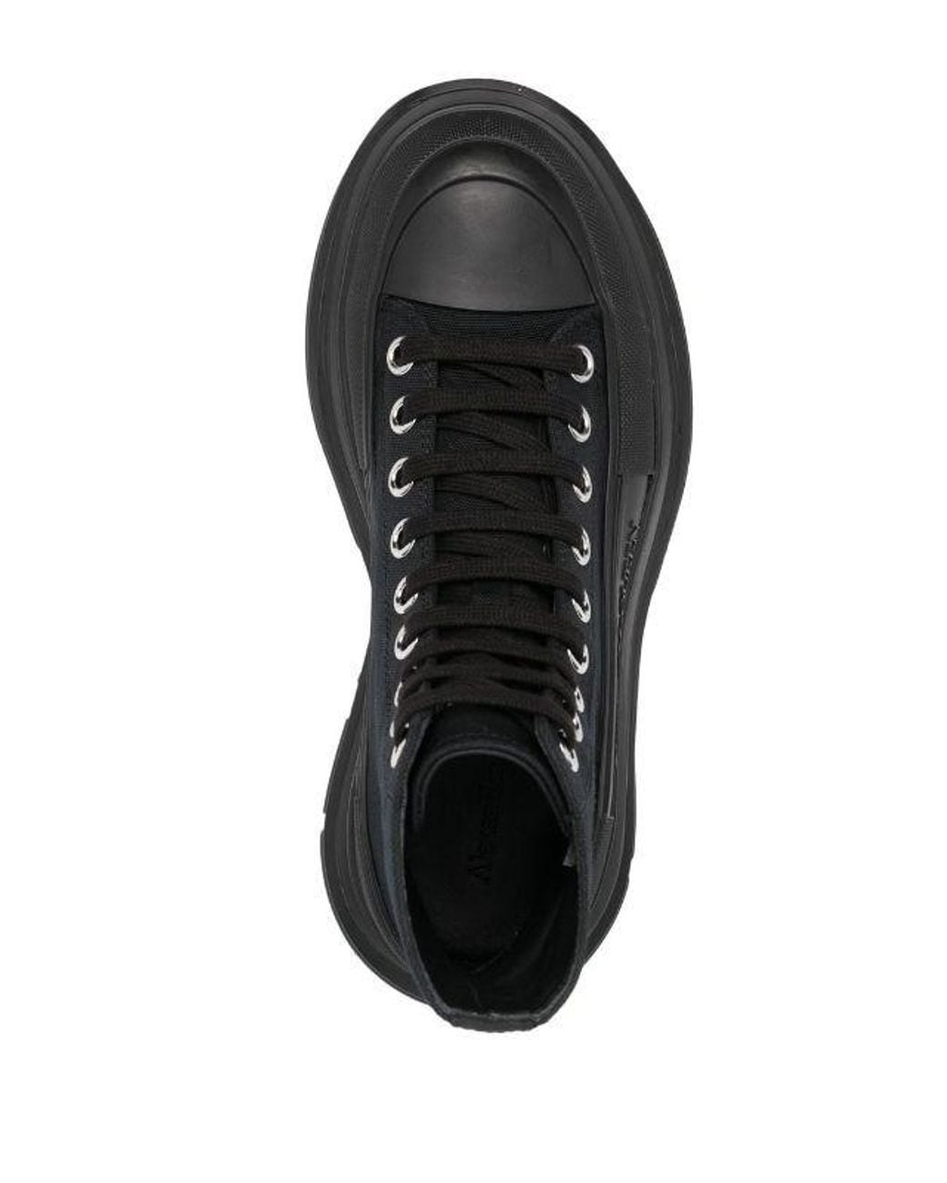 McQueen Black Tread Slick Lace-Up Boots
