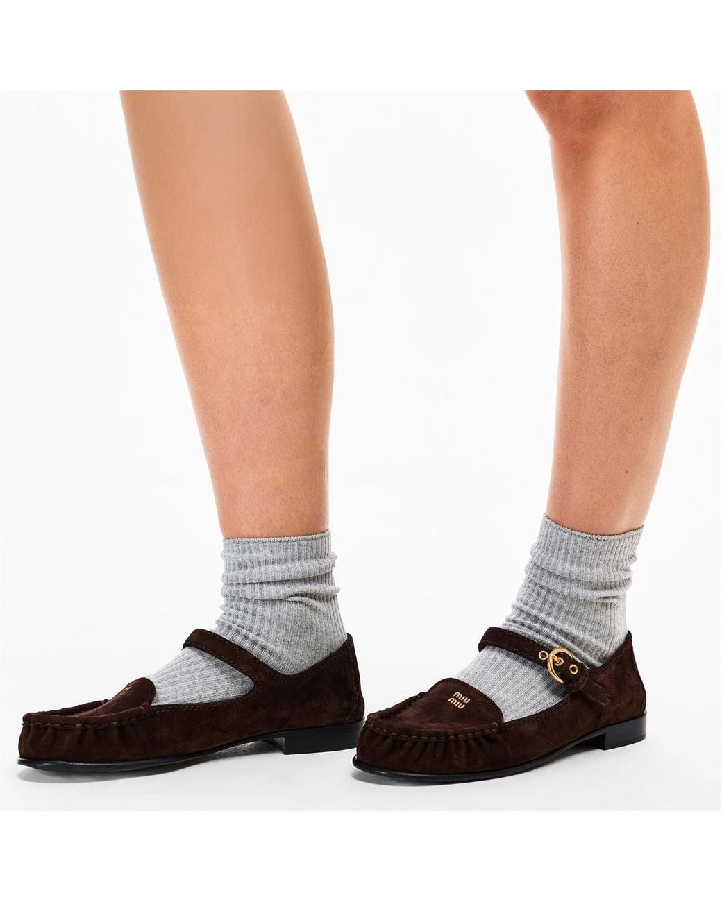 Miu Miu Brown Logo Ballet Shoes