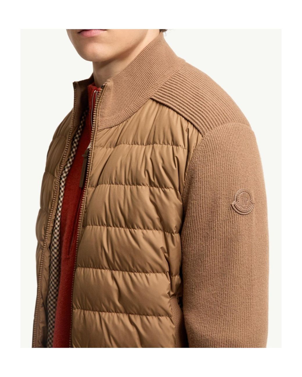 Moncler Brown Padded Zip-Up Cardigan for men
