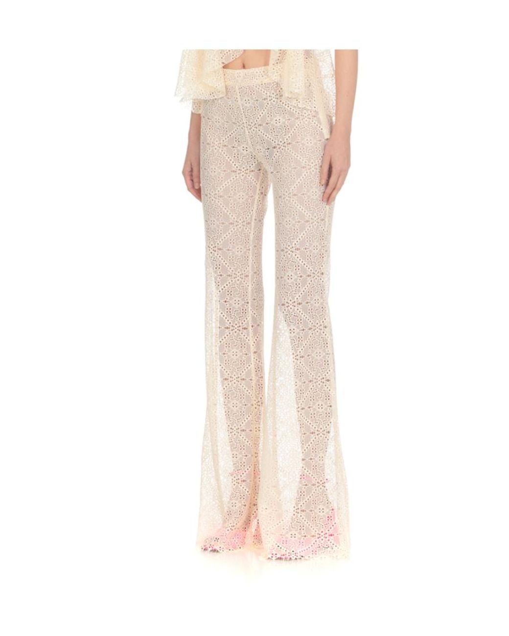 DSquared² White High Waist Flared Pants