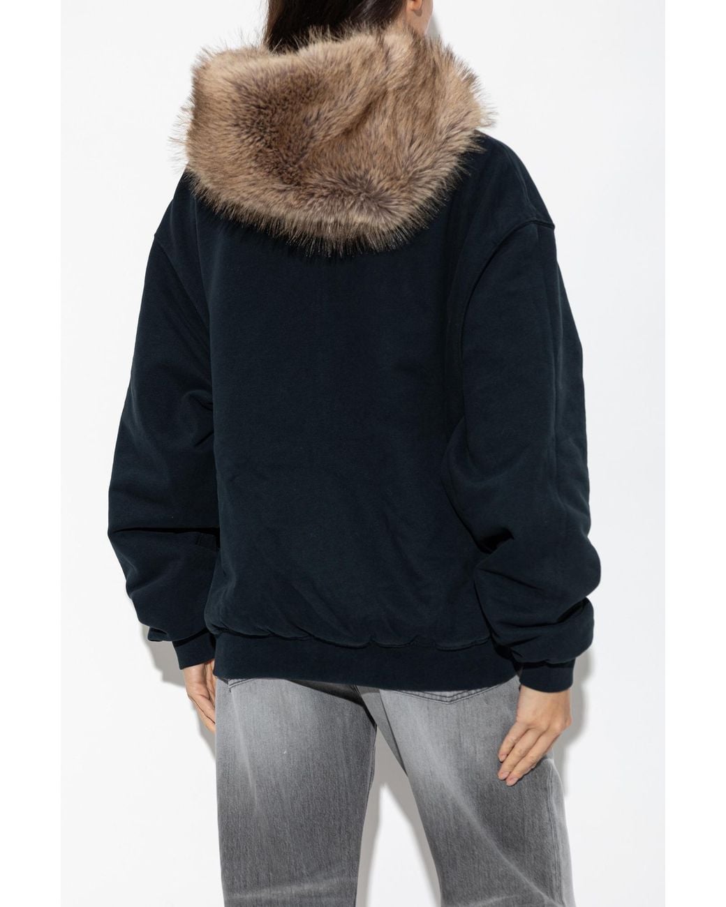 Acne Green Sweater With Faux-Fur Hood