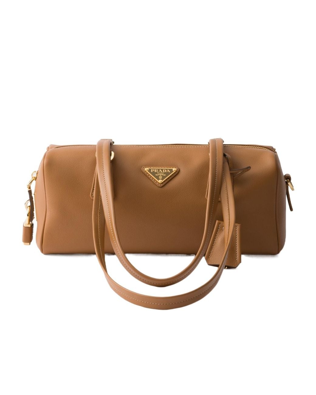 Prada Brown Medium Top-Handle Bag With Padlock