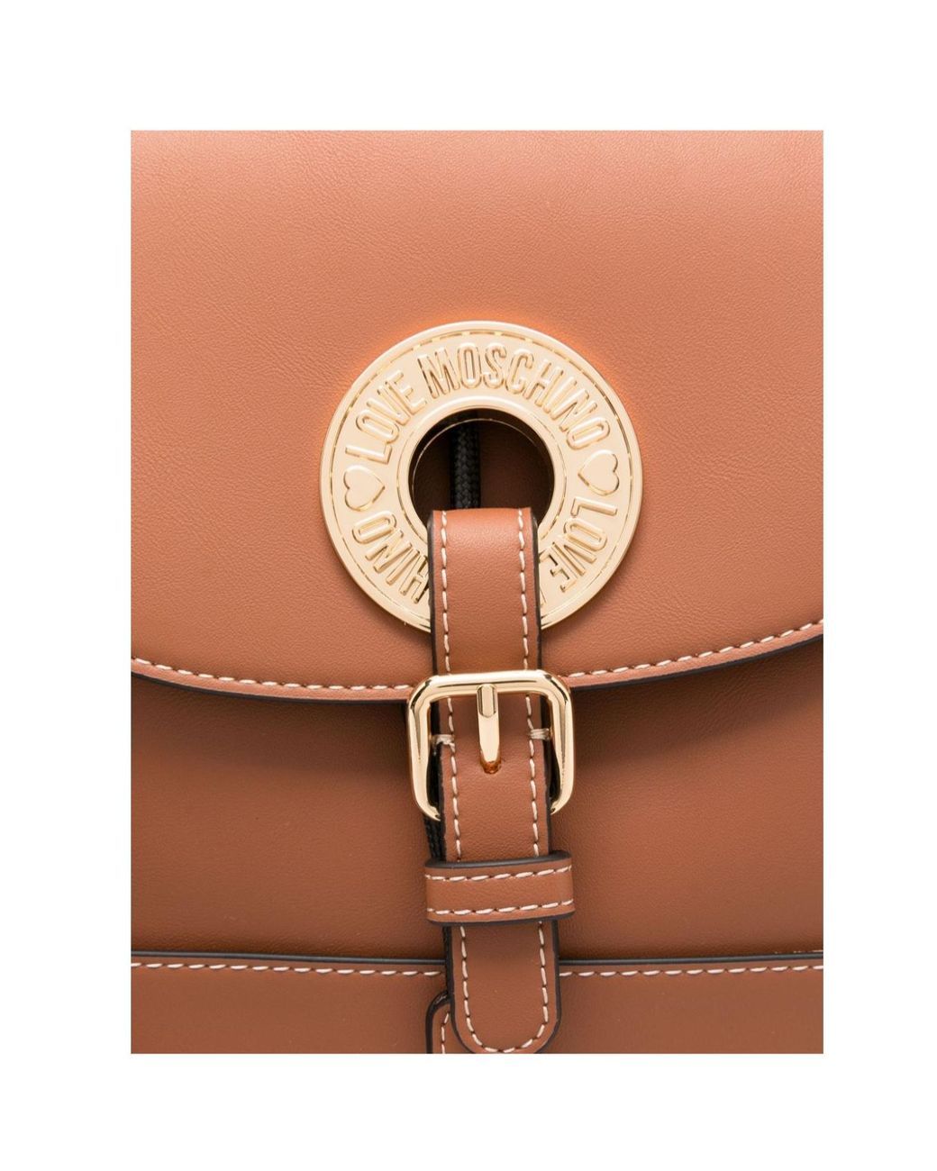 Moschino Brown Love Logo Engraved Buckle Fastened Backpack