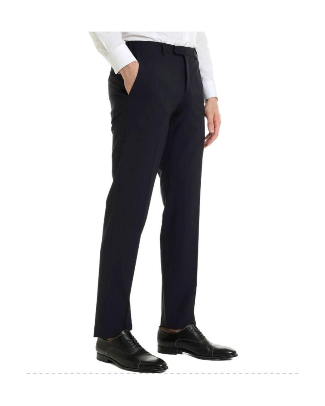 Emporio Armani Blue Belt Type Straight Wool Casual Trousers for men