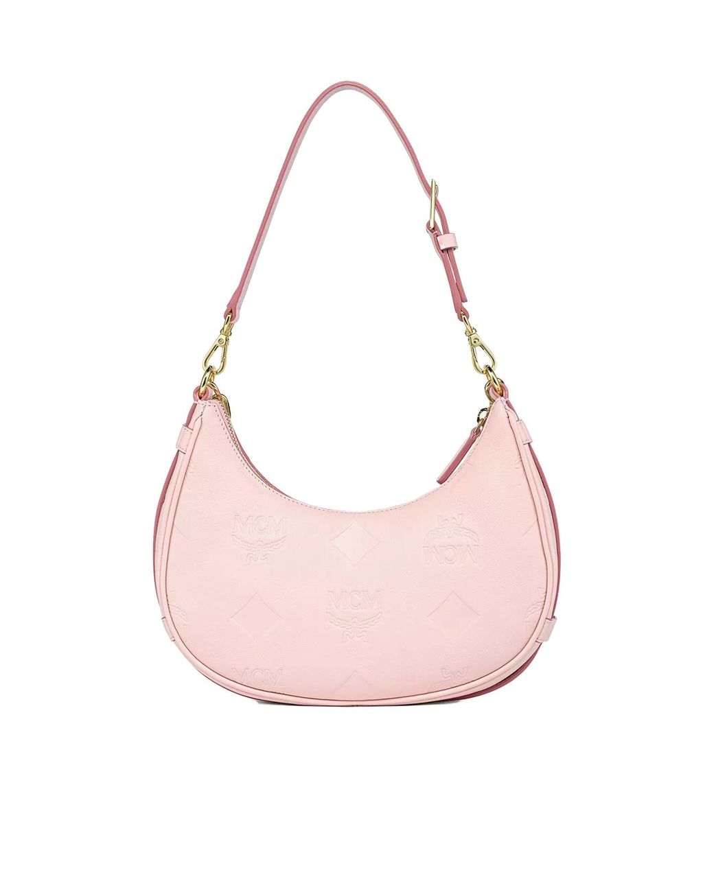 MCM Pink Aren Crescent Hobo Bag