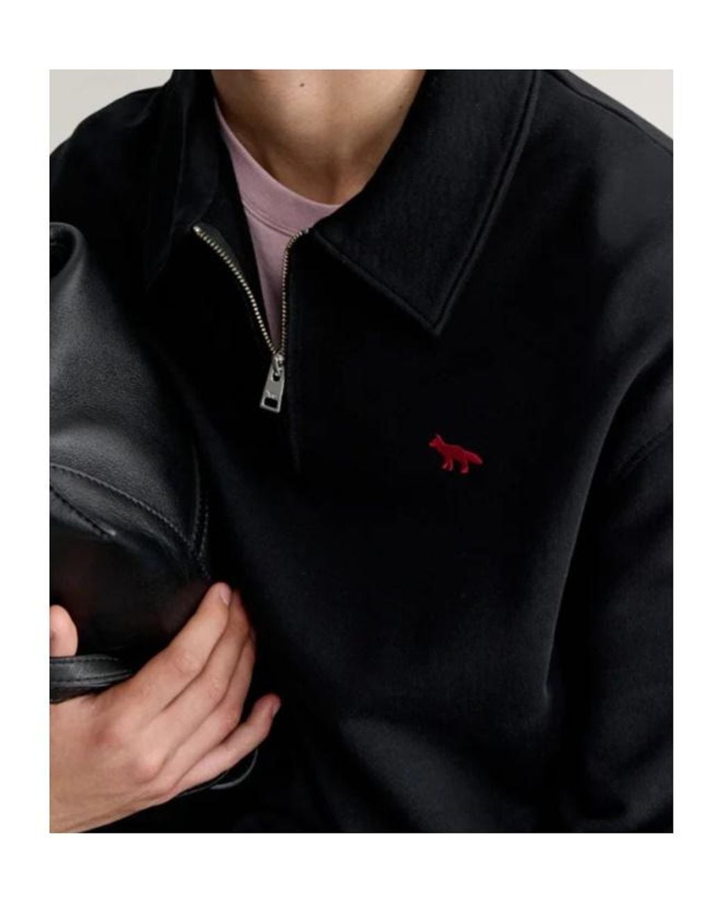 Maison Kitsuné Blue Maison Kitsuné Profile Fox Zip Polo Sweatshirt for men