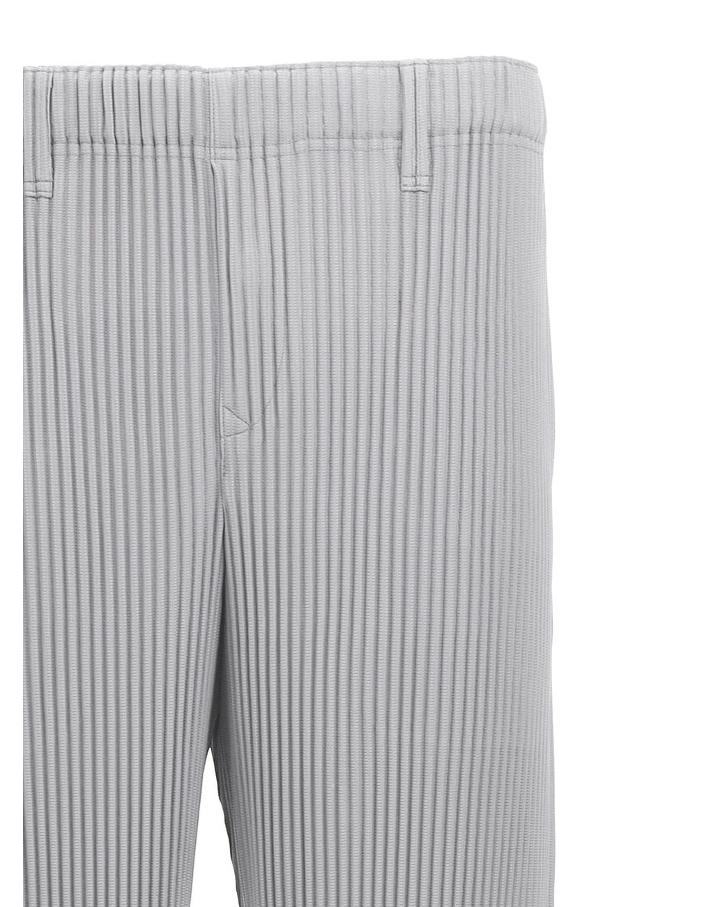 Homme Plissé Issey Miyake Gray Pleated Straight-Leg Trousers for men