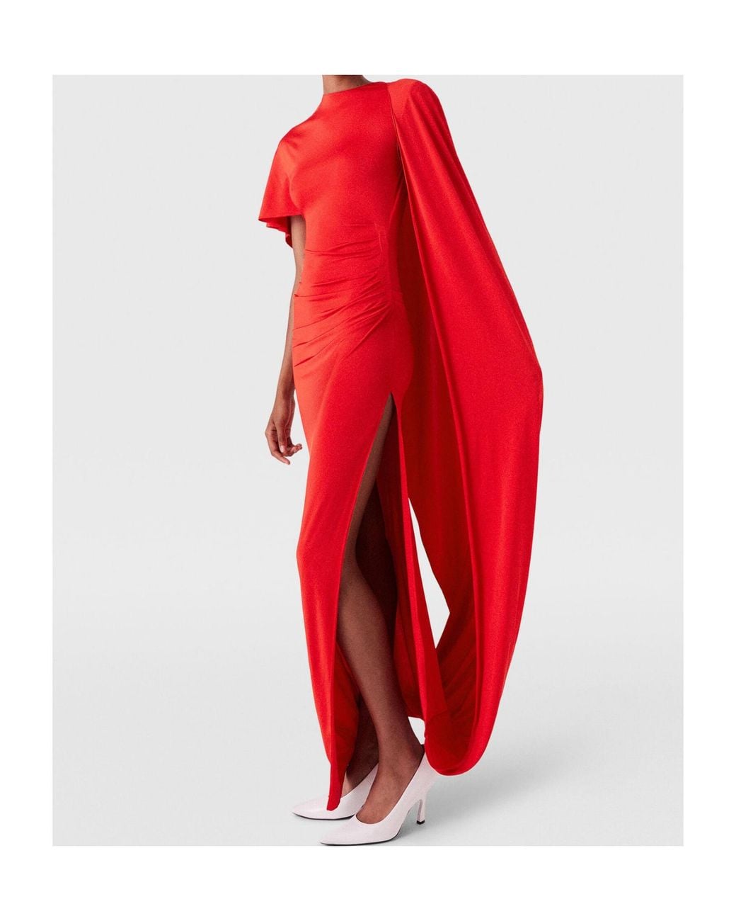 Stella McCartney Red Asymmetric Cape Maxi Dress