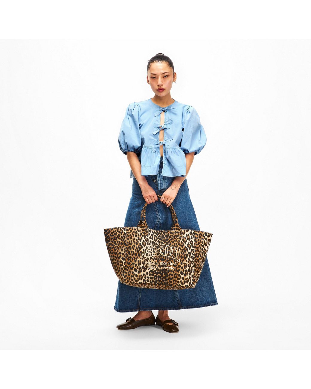 Ganni Blue Ruffled Blouse