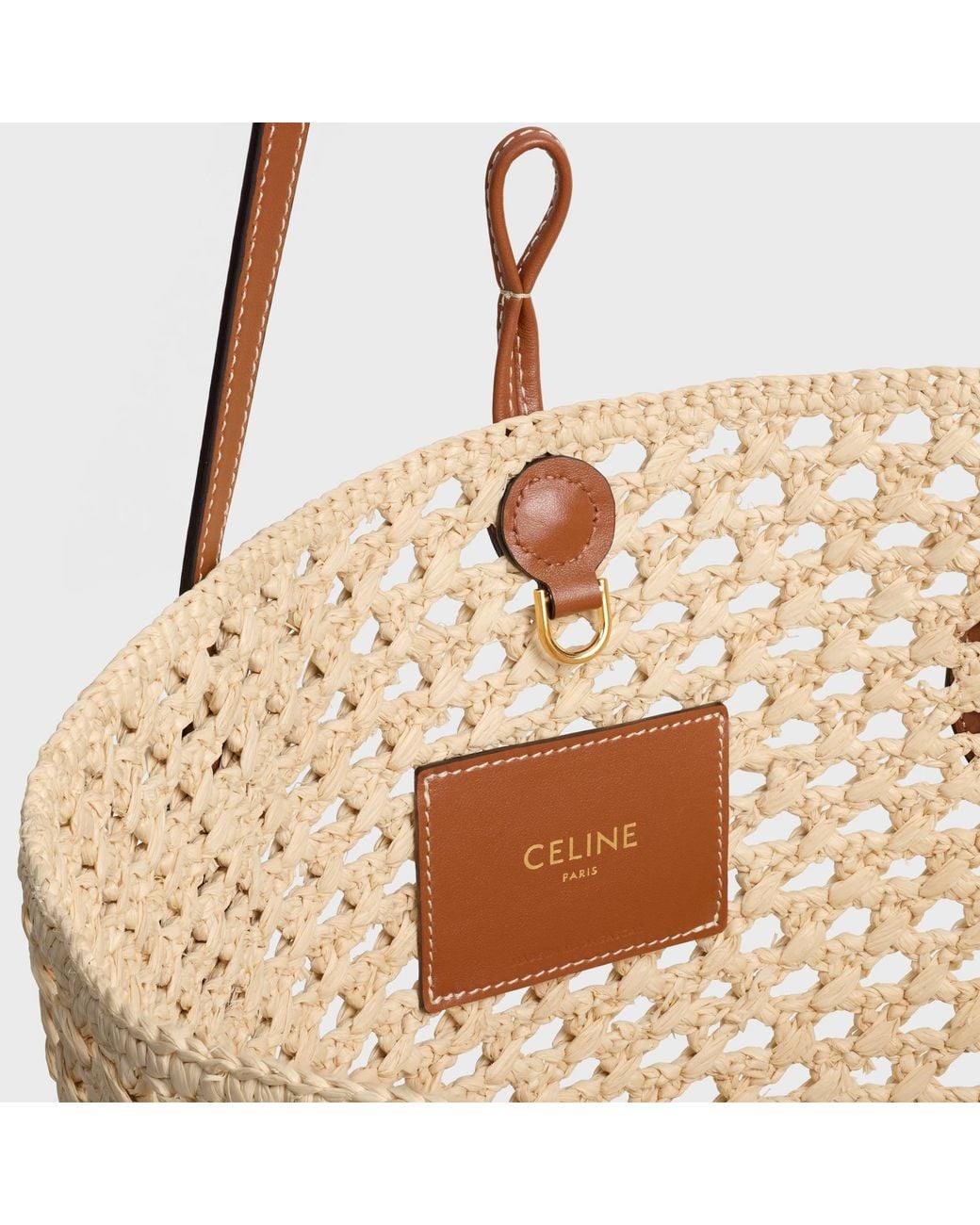 Céline Natural Bucket Triomphe Beads Basket