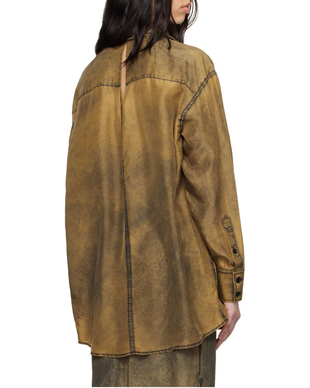 MM6 by Maison Margiela Brown Cut-Out Detailed Tie-Dye Shirt